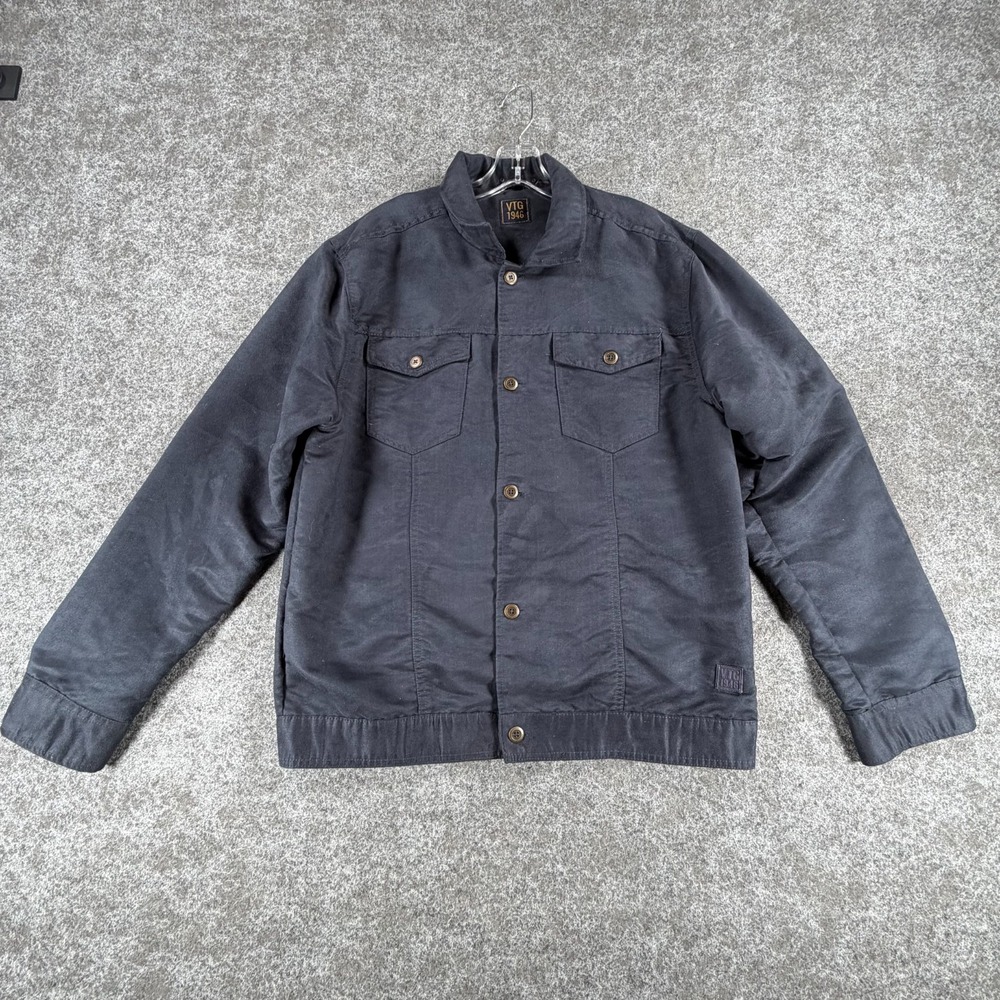 Vintage 1946 Button-Front Jacket Mens XL Blue Classic Flannel Lined Outdoor